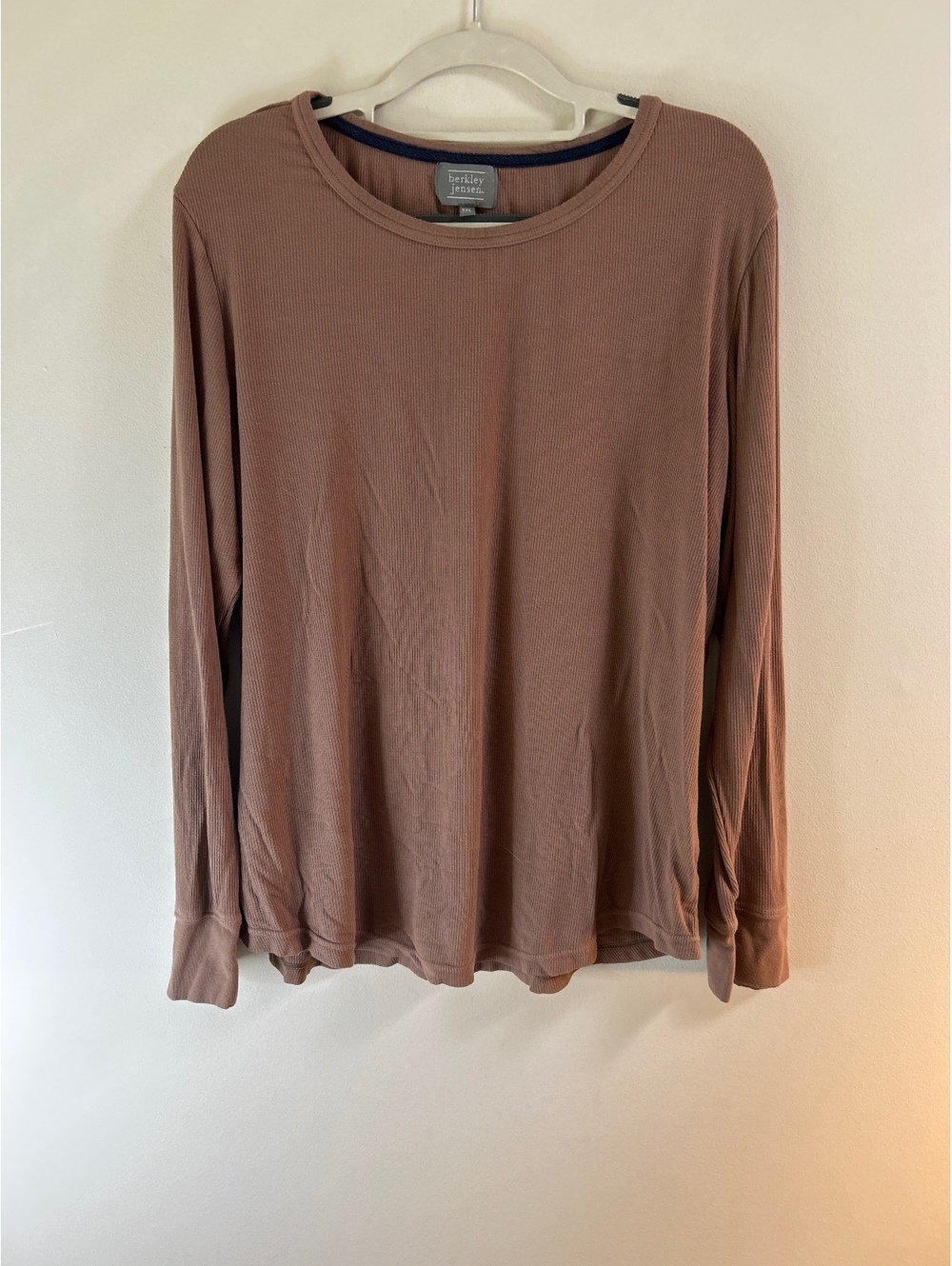 Berkley Jensen Women's XXL Long Sleeve Brown Ribbed Shirt